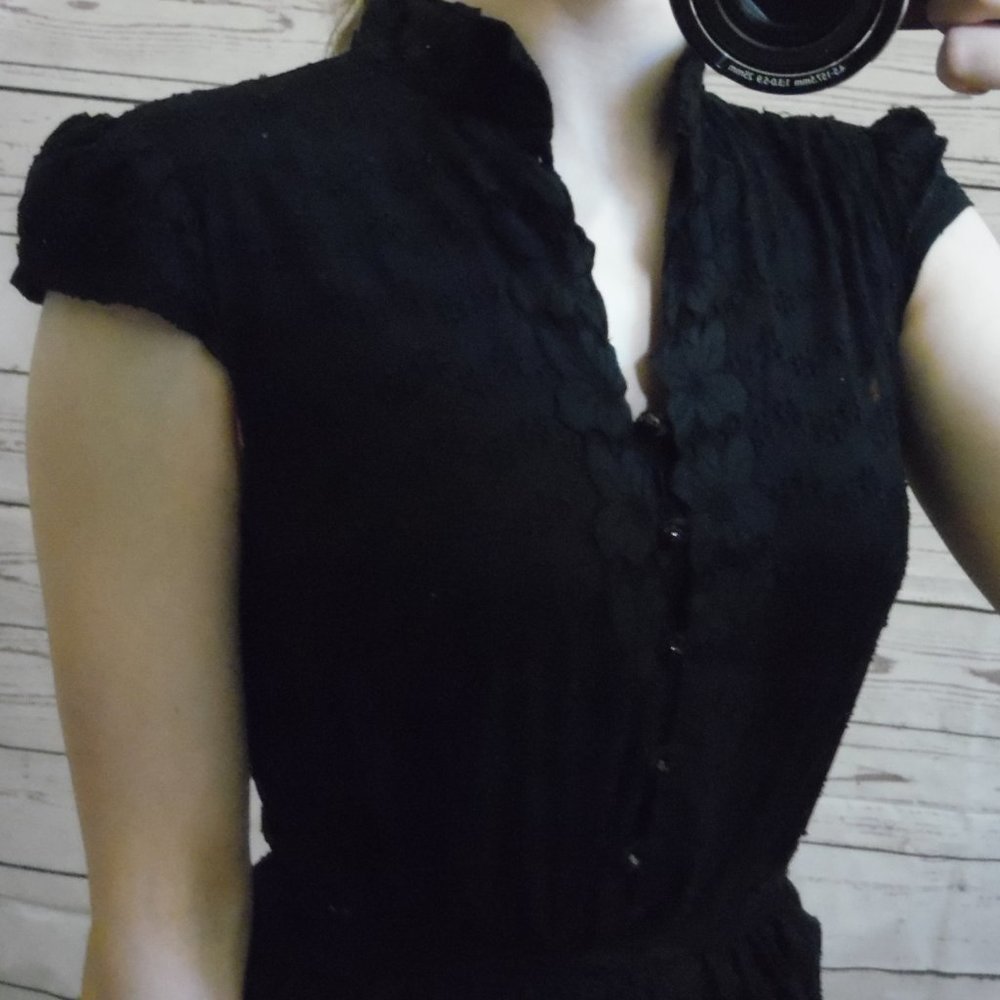 Ruby Rox Black Dress Tie Perforated Flower